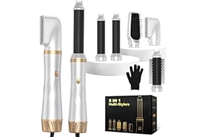 Focenat Cepillo Secador de Pelo 5 en 1, Air Styler Multifunción con Iones Negativos Secador, Rizador y Cepillo Alisador, 3 Temperaturas, 1000W Cepillo de Aire Caliente para Volumen, Alisa, Seco