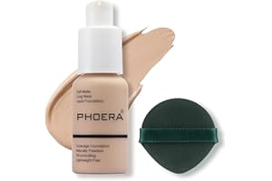 ‎ANGLICOLOR PHOERA Foundation, Full Coverage Foundation, Concealer Foundation Full Coverage Flawless Cream Glatte, langanhaltende Neu 30ml PHOERA 24HR Matte Oil Control Concealer (102# Nude)