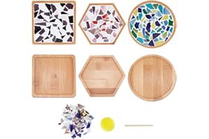 WEBEEDY 3 Set DIY Mosaic Coaster Kit DIY Craft Coaster Glass Coasters Mixed Color Mosaic Glass Pieces Art Plate Mosaic Coaster Making Kit for Drinks Tray Handmade Home Decor Gifts