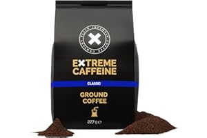BLACK INSOMNIA COFFEE COMPANY X Black Insomnia High Caffeine Ground Coffee – Classic Flavour, 227g I Strongest Coffee in the World for Maximum Energy I 100% Robusta Coffee Beans I 1105mg Caffeine per 12 oz Cup I Low Acid