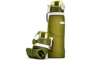 Kemier 750ml Collapsible Silicone Water Bottles, BPA Free, FDA Approved. Roll Up Leakproof Bottles for Sports and Outdoor