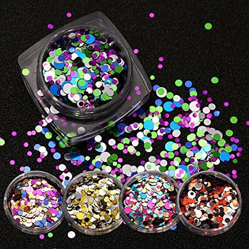 Meicailin 5 Bottles/set Round Nail Glitter Mixed 1/2/3mm Ultrathin Sequins Nails Art Decoration Multi Colors For DIY Manicure Accessories