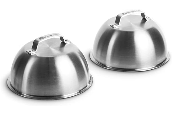 BURNHARD Cloche à Chaleur pour Steak haché en Acier Inoxydable – Dôme pour Faire Fondre Le Fromage – Lot de 2 Cloches Chauffantes pour Hamburger