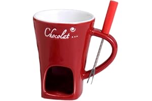 Vicloon Chokladfondueemugg med gafflar, chokladsmältningskopp, ostvärmare, kopp, keramiska smörsmältande koppar, personligt l