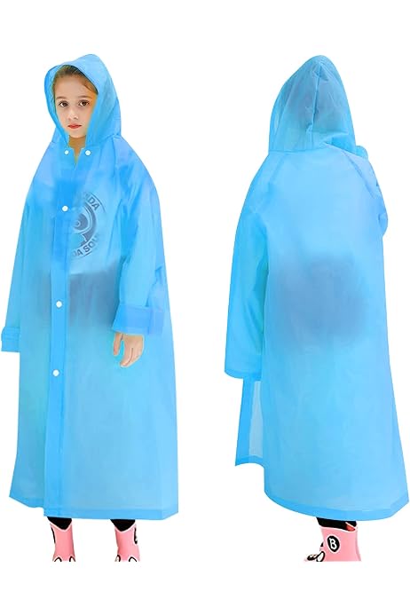 Produktbild von Generisch Regenponcho Kinder, Wiederverwendbar Wasserdicht Regencape Kinder Mit Kapuze Und Ärmeln Atmungsaktiv Regenschutz Regenmantel Kinder Für Mädchen Jungen Wandern Camping Reisen
