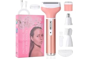 ACWOO Elektryczne maszynki do golenia dla kobiet, bezprzewodowa, 4 w 1, golarka elektryczna dla kobiet, ładowalna, bezbolesna maszynka do golenia, trymer bikini na mokro i na sucho, do twarzy, ciała,