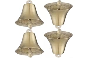 Honseadek Campane in rame al pascolo, set di 4 campane acustiche in rame, adatte per bovini, capre, cavalli e pecore, campane da appendere al pascolo