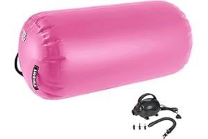 FBSPORT Gonflable Air Roller Air Spot, Tapis de Gymnastique Gonflable, Rouleau d'air Piste d'air Gonflable avec Pompe Cylindre de Gymnastique, Tapis de Gym Gonflable, Convient à la Gymnastique et l’Exercice, Yoga, Pilates