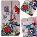 Produktbild LEMORRY BQ Aquaris M5 Hülle Tasche Geprägter Ledertasche Flip Beutel Haut Slim Fit Bumper Schutz Magnetisch Schließung Stehening Soft SchutzHülle Weich Silikon Cover Case Schale für BQ Aquaris M5, Floral Eiffelturm