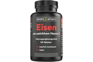 ‎SPORTS AFFINITY Sportsaffinity Eisen mit Vitamin C I 120 Tabletten hochdosiert I mit 20mg Eisen & 40mg Vitamin C aus der Acerola Kirsche pro Tagesdosis I natürlich vegan & frei von Zusätzen I Premium Qualität