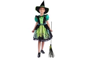 Sincere Party Les filles Halloween Sorcière Costume, De luxe Adorable Néon Coloré Sorcière Déguisements avec chapeau