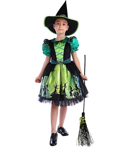 Helloween Costume De Sorcière Pour Enfant Fille, Costume D'horreur, Jupe De Sorcière Et Baguette Magique Pour Enfants, Costume De Sorcière, Costume De Sorcière, Jupe En Tulle, Accessoires De Carnaval - 9