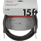 Fender Professional Series Gitar Enstr&uuml;man Kablosu, 4,5 m, D&uuml;z/D&uuml;z, Siyah