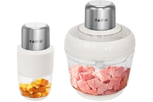 Hoapin Fleischwolf Elektrischer 800W, Zerkleinerer küche mit 3L + 0,5L, Multizerkleinerer mit 2 Geschwindigkeitsstufen für Fleisch, Zwiebeln, Obst, Gemüse (weiß)