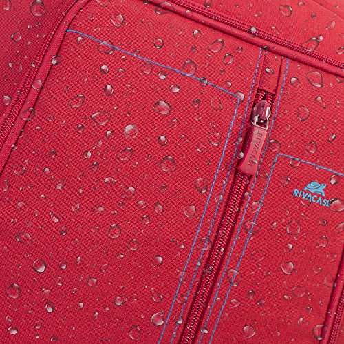 RIVACASE Notebook Rucksack bis 15.6“ – Stilvolle Tasche aus wasserabweisenden Material und extra verstärkten Seiten – Rot - 6