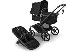 Bugaboo Fox 5 Renew Carrito Todoterreno, Cochecito de Bebé 2 en 1, Suspensión Total, Fácil Plegado, Capazo Espacioso, Asiento Extensible, Maniobrabilidad, Chasis Negro y Capota Heritage Black