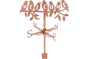 SUPERDANT Wetterhahn Mit Vogelzweig Willkommens Wetterfahne Rotes Kupfer Wetterhahn für Garten Dachinstallation Wetterfahnen Bauernhof Hinterhof Pavillon Scheune Schuppen Kunstdekor