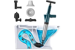 HOHONG Toilet Plunger, High Pressure Air Plunger Kit Air Drain Blaster Bathroom with 4 Replaceable Heads for Sink Toilet Floor Drain and Pipe Clog - Green