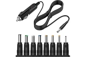 KMUQSHY Cavo Accendisigari 12V DC, Alimentatore auto con 8 Adattatori per Lettore DVD, Telefono, Router, TV Box, LED, Power Bank, Connettori Jack Intercambiabili, Fusibile Sostituibile per Auto, 1.5 metri