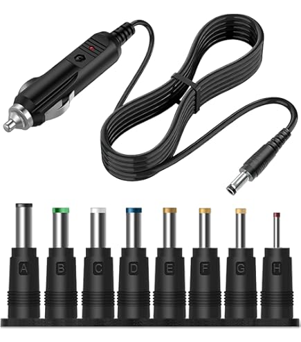JZK DC 12V 5A Auto Sigarettenaansteker Oplaadkabel, Autolader Verlengadapter Stroomkabel 5.5x2.1mm met 8 Aansluitingen voor Luidspreker, DVD Speler, GPS, Borstkolf, Baardtrimmer