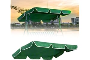 GESMAY Swing Chair Canopy Replacement,2 & 3 Seater Garden Swing Canopy Replacement,Waterproof Garden Swing Seat Canopy Cover,Only for Swing Chair Top Hammock Cover Porch Top Cover Seat (Green, 195*125*15CM)