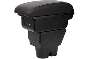YJYWZH Accoudoirs Compatible avec Peugeot 207 207CC Accoudoir noir Pièces de rénovation Interieure la boîte de rangement centrale Avec port 3 USB Rouge