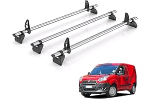 VAN DEMON Rhino Roof Rack for Fiat Doblo 2010-2022 [Only Fits Second Generation Standard and Maxi Models] 3 Roof Bars + Loadstops - WD3FL/KLS2