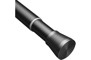 ROD&TRIKIN 1PCS Shower Curtain Pole Door Tension Rods Telescopic Shower Rail Shower Poles Extendable No Drill Pressure Curtain Rod for Net Curtains (Black 73-145cm, 25mm Diameter)