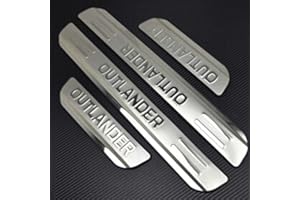 SJZT 4 pcs Stainless Steel Car Door Sill Protector for Mitsubishi Outlander Samurai 2013 2014 2015 2016 2017 2018 2019, Welcome Pedal Scuff Guard Non-Slip Auto Styling Decoration Accessory