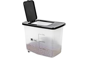 Taylor & Brown 30L/13KG Airtight Pet Food Storage Container Flip Top With Wheels Transparent Plastic Birds Pet Dog Cat Animal Dry Food Seed Dispenser Bin (Black)