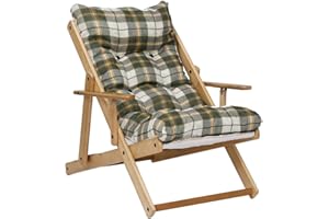 LIBEROSHOPPING.eu - LA TUA CASA IN UN CLIK Fauteuil Chaise Longue Relax inclinable 3 Positions en Bois Pliant (Vert écossais)