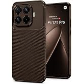 PSR Aksesuar Xiaomi Mi 17T Pro Uyumlu Kılıf Karbon Tasarım Kamera Korumalı Silikon Telefon Kılıfı (Kahverengi)