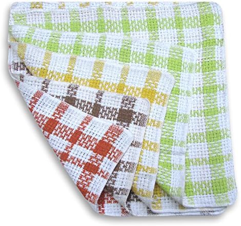 Heavy Duty 100% Cotton Waffle Checked Dishcloths Catering Cloths Multi-Pack (Pack of 48)