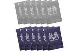 AAED 12 Pièces Sac Chaussures Voyage,Sac Chaussures,Imperméable Anti-Poussière Sacs De Rangement Chaussures avec Fenêtre Transparent，pour Voyage Rangement Maison(Gris Et Bleu)