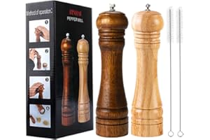 BINHAI Kit Macinapepe, Macina Pepe Sale, Macina Pepe Legno Massiccio Con Smerigliatrice Ceramica Regolabile Forte 8 Pollici