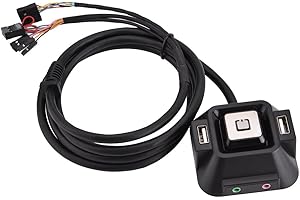HAKEETA Desktop PC Power Button, Desktop Computer Case with USB 2.0 Dual Switching Ports, Power Reset Button with Audio and Microphone Interface