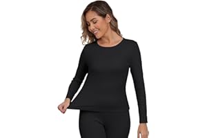 IWOLLENCE Thermal Long Sleeve Top Women Ladies Thermals T Shirt Base Layer Thermal Underwear Warm Fleece Vest Winter Thermal Wear
