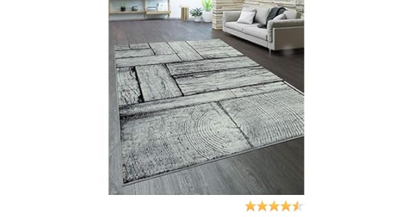 Vloerkleden Huis Designer Wohnzimmer Teppich Modern Holz Optik Rustikal Grau Schwarz Gamestingr Com