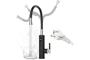LNXGJJ Rubinetto Elettrico Acqua Calda Istantaneo, 3200W Girevole 360° Rubinetto Scaldabagno Scalda Istantaneo con Display Digitale LED e Tubo Flessibile, Tankless Rubinetto Elettrica per Cucina Bagno