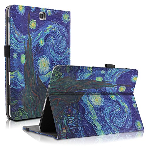 Infiland Samsung Galaxy Tab A 9.7 Hülle Case -Slim Fit Folio PU-lederne dünne Kunstleder Schutzhülle Cover Tasche für Samsung Galaxy Tab A 9.7 T550N/ T555N 24,6 cm (9,7 Zoll) WiFi/LTE Tablet-PC (mit Auto Schlaf / Wach Funktion)(Sterne)
