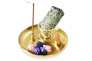 Lajiakoy® Quemador de Incienso, Porta Incienso Diseño 4 en 1 y Recogedor de Cenizas Extraíble Se Puede Combinar o Utilizar Individualmente, Incensario Decoración Hogar(Redondo) (Redondo)