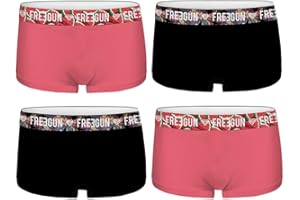 FREEGUN Lot de 4 Boxers Fille en Coton