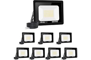 JEFEDANA 【8PCS】30W Projecteur LED Exterieur 3000LM IP66 Imperméable spot led exterieur Super Brillant Eclairage Extérieur Blanc Chaud(3000k) Sécurité spot led pour stades, usines, Parking, garage, jardi