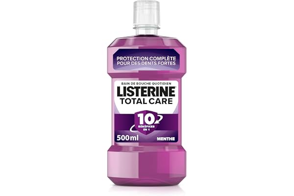 Listerine – Bain de Bouche Quotidien Total Care (bouteille de 500 ml) – Soin bucco-dentaire protection émail 10 bénéfices en 1 – Haleine fraîche durable