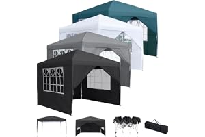 LZQ Paviljong, fällbar paviljong 2,5 x 2,5 m, snabbmontering, trädgårdspaviljong, festtält, fälttält med 4 sidodelar, UV-skydd, höjdjusterbar för trädgård, strand, fest, bröllop, festival och camping