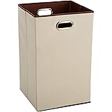 Amazon Basics Rettangolare Cesto portabiancheria pieghevole, Beige,Marrone