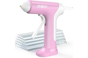 ATHNEVY Cordless Hot Glue Gun 4V 20W, 10s Fast Preheat, 30PCS Mini Glue Sticks 7x100mm, Type-C Rechargeable, Anti-Drip, Auto-Off, for DIY Crafts, Repair, Decoration (Pink)