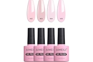 AIMEILI Gel Nail Polish Set, Nude Gel Polish Set Soak Off UV LED Glossy Nail Salon Set Gel Varnish Nail Art Manicure Pedicure, Long Lasting & Easy to Apply 4pcs X 10ml - Kit27
