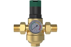 SQLJYU Reducteur de Pression eau, 3/4 Pouces Reducteur de Pression, avec Manomètre, Réducteur de Pression D'eau, Laiton, Réducteur de Pression eau, pour Filtrer Les Impuretés Dans L'eau