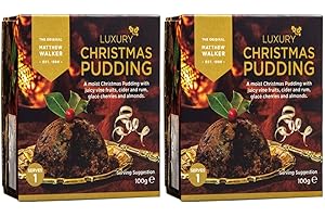 CG COMFORTABLE GOODS Moist Luxury Christmas Pudding with Juicy Vine Fruits, Almonds, Cider and Rum. Suitable for Vegetarians 2 X 100g - Matthew Walker